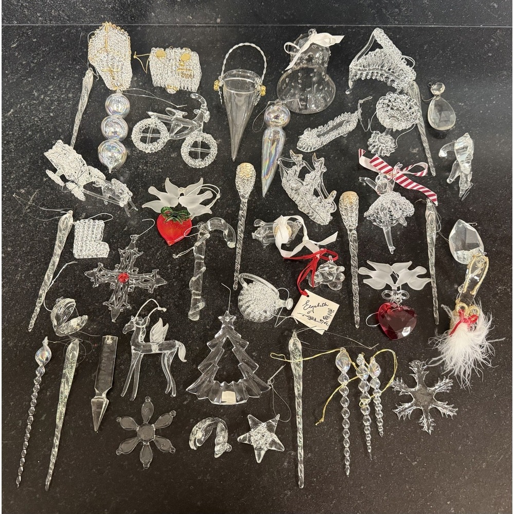 Vintage Mixed Glass Christmas Ornaments Lot Icicles Animals Hearts Shoe Tree 40+ - Picture 2 of 14